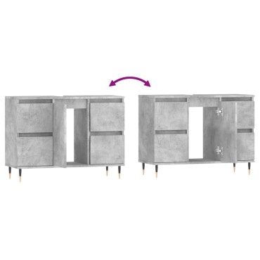 vidaXL Ντουλάπι Μπάνιου Γκρι Σκυροδέματος 80x33x60cm Επεξ. Ξύλο