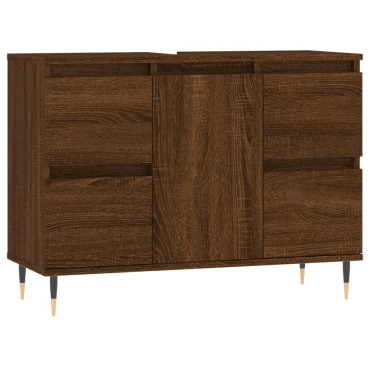 vidaXL Ντουλάπι Μπάνιου Καφέ Δρυς 80x33x60cm Επεξεργασμένο Ξύλο