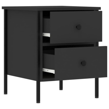 vidaXL Κομοδίνα 2 τεμ. Μαύρα 40x42x50cm από Επεξεργασμένο Ξύλο