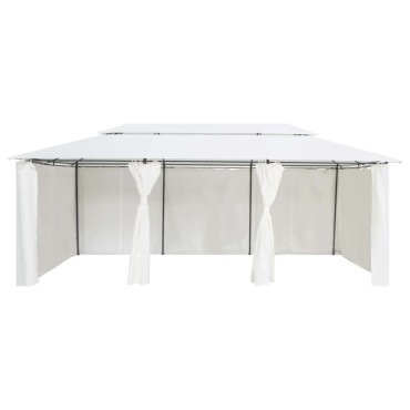 vidaXL Κιόσκι με Κουρτίνες Λευκό 600 x 298 x 270 εκ. 180 γρ./μ²