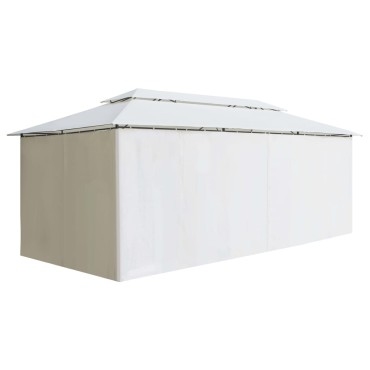 vidaXL Κιόσκι με Κουρτίνες Λευκό 600 x 298 x 270 εκ. 180 γρ./μ²