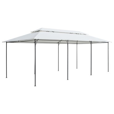 vidaXL Κιόσκι με Κουρτίνες Λευκό 600 x 298 x 270 εκ. 180 γρ./μ²