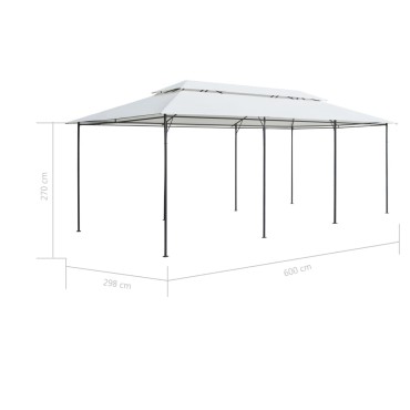 vidaXL Κιόσκι με Κουρτίνες Λευκό 600 x 298 x 270 εκ. 180 γρ./μ²