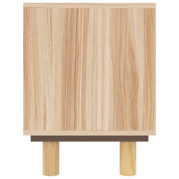 vidaXL Έπιπλο Τηλεόρασης Καφέ 80x30x40cm Μασίφ Πεύκο & Φυσικό Ρατάν