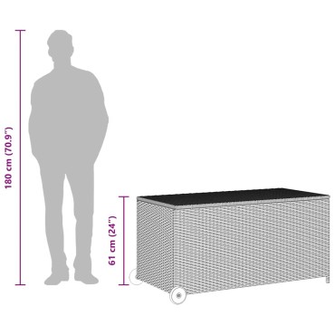 vidaXL Κουτί Αποθήκευσης Κήπου Μαύρο 120x65x61cm Συνθετικό Ρατάν 1 τεμ.