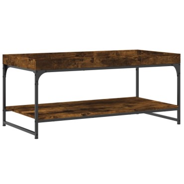 vidaXL Τραπεζάκι Σαλονιού Καπνιστή Δρυς 100x49x45cm Επεξεργ. Ξύλο 1 τεμ.