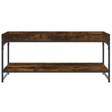 vidaXL Τραπεζάκι Σαλονιού Καπνιστή Δρυς 100x49x45cm Επεξεργ. Ξύλο 1 τεμ.