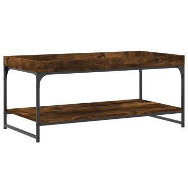 vidaXL Τραπεζάκι Σαλονιού Καπνιστή Δρυς 100x49x45cm Επεξεργ. Ξύλο 1 τεμ.