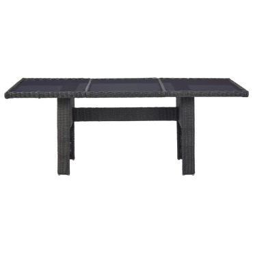 vidaXL Τραπεζαρία Κήπου Μαύρη 200x100x74cm από Γυαλί/Συνθετικό Ρατάν 1 τεμ.