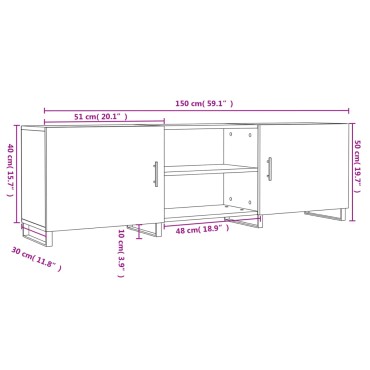 vidaXL Έπιπλο Τηλεόρασης Γυαλ. Λευκό150x30x50cm Επεξεργασμένο Ξύλο