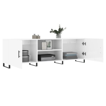 vidaXL Έπιπλο Τηλεόρασης Γυαλ. Λευκό150x30x50cm Επεξεργασμένο Ξύλο