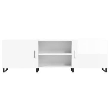 vidaXL Έπιπλο Τηλεόρασης Γυαλ. Λευκό150x30x50cm Επεξεργασμένο Ξύλο