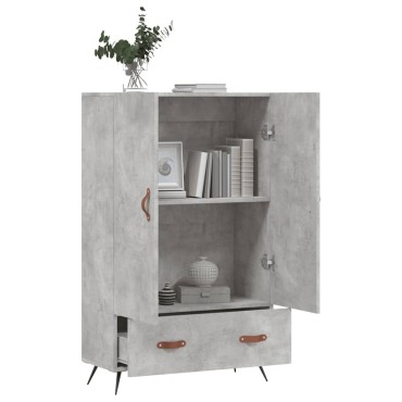 vidaXL Ντουλάπα Γκρι Σκυροδέματος 69,5x31x115cm Επεξεργ. Ξύλο 1 τεμ.