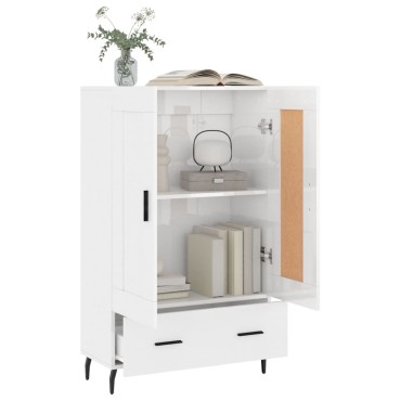 vidaXL Ντουλάπα Γυαλ. Λευκό 69,5x31x115cm από Επεξεργασμένο Ξύλο 1 τεμ.