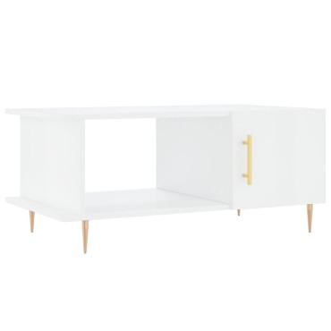 vidaXL Τραπεζάκι Σαλονιού Γυαλ. Λευκό 90x50x40cm Επεξεργ. Ξύλο 1 τεμ.