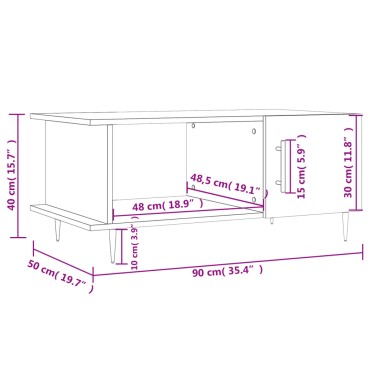 vidaXL Τραπεζάκι Σαλονιού Γυαλ. Λευκό 90x50x40cm Επεξεργ. Ξύλο 1 τεμ.