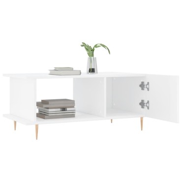 vidaXL Τραπεζάκι Σαλονιού Γυαλ. Λευκό 90x50x40cm Επεξεργ. Ξύλο 1 τεμ.