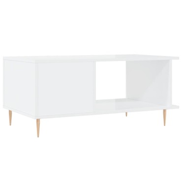 vidaXL Τραπεζάκι Σαλονιού Γυαλ. Λευκό 90x50x40cm Επεξεργ. Ξύλο 1 τεμ.