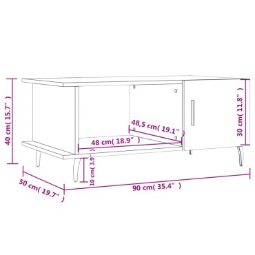 vidaXL Τραπεζάκι Σαλονιού Μαύρο 90x50x40cm Επεξεργασμένο Ξύλο 1 τεμ.