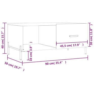 vidaXL Τραπεζάκι Σαλονιού Μαύρο 90x50x40cm Επεξεργασμένο Ξύλο 1 τεμ.