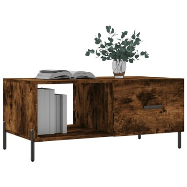 vidaXL Τραπεζάκι Σαλονιού Καπνιστή Δρυς 90x50x40cm Επεξεργασμ. Ξύλο 1 τεμ.