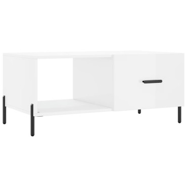vidaXL Τραπεζάκι Σαλονιού Γυαλ. Λευκό 90x50x40cm Επεξεργ. Ξύλο 1 τεμ.
