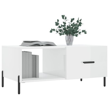 vidaXL Τραπεζάκι Σαλονιού Γυαλ. Λευκό 90x50x40cm Επεξεργ. Ξύλο 1 τεμ.