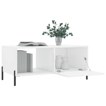 vidaXL Τραπεζάκι Σαλονιού Γυαλ. Λευκό 90x50x40cm Επεξεργ. Ξύλο 1 τεμ.