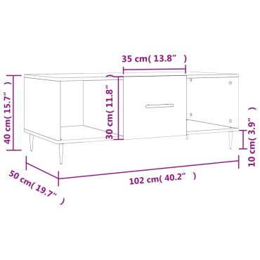 vidaXL Τραπεζάκι Σαλονιού Λευκό 102x50x40cm από Επεξεργασμένο Ξύλο 1 τεμ.