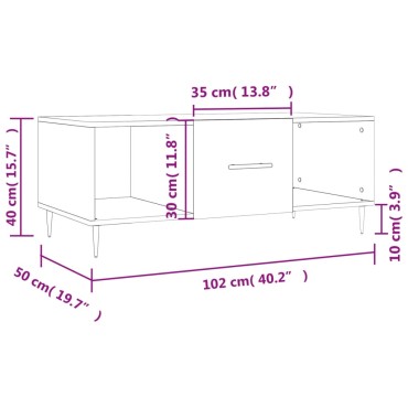 vidaXL Τραπεζάκι Σαλονιού Γκρι Σκυρ. 102x50x40cm Επεξεργασμένο Ξύλο 1 τεμ.