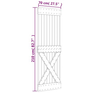 vidaXL Πόρτα NARVIK 70 x 210 εκ. από Μασίφ Ξύλο Πεύκου