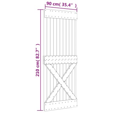 vidaXL Πόρτα NARVIK 90 x 210 εκ. από Μασίφ Ξύλο Πεύκου