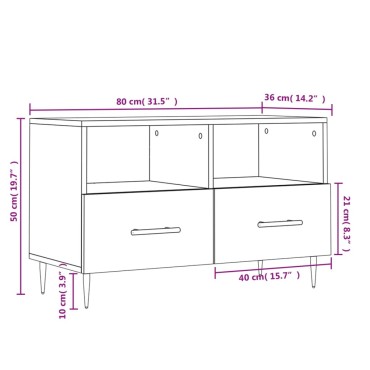 vidaXL Έπιπλο Τηλεόρασης Λευκό 80x36x50cm από Επεξεργασμένο Ξύλο
