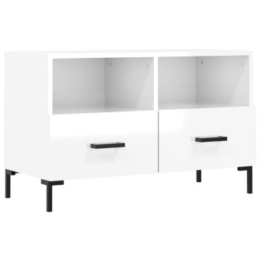 vidaXL Έπιπλο Τηλεόρασης Γυαλ. Λευκό 80x36x50cm Επεξεργασμένο Ξύλο