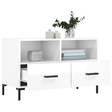 vidaXL Έπιπλο Τηλεόρασης Γυαλ. Λευκό 80x36x50cm Επεξεργασμένο Ξύλο
