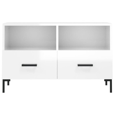 vidaXL Έπιπλο Τηλεόρασης Γυαλ. Λευκό 80x36x50cm Επεξεργασμένο Ξύλο
