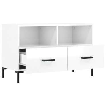 vidaXL Έπιπλο Τηλεόρασης Γυαλ. Λευκό 80x36x50cm Επεξεργασμένο Ξύλο