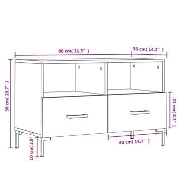 vidaXL Έπιπλο Τηλεόρασης Καφέ Δρυς 80x36x50cm Επεξ. Ξύλο