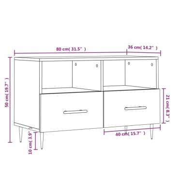 vidaXL Έπιπλο Τηλεόρασης Μαύρο 80x36x50cm από Επεξεργασμένο Ξύλο