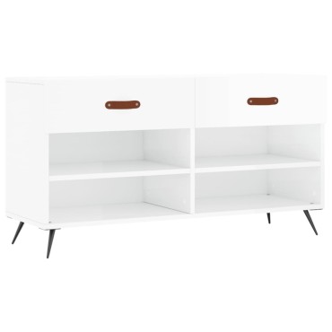 vidaXL Παπουτσοθήκη Γυαλιστερό Λευκό 102x35x55cm Επεξεργασμένο Ξύλο