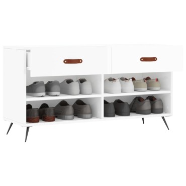 vidaXL Παπουτσοθήκη Γυαλιστερό Λευκό 102x35x55cm Επεξεργασμένο Ξύλο