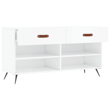 vidaXL Παπουτσοθήκη Γυαλιστερό Λευκό 102x35x55cm Επεξεργασμένο Ξύλο