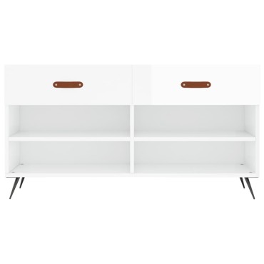 vidaXL Παπουτσοθήκη Γυαλιστερό Λευκό 102x35x55cm Επεξεργασμένο Ξύλο