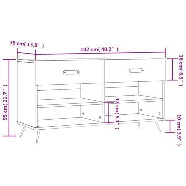 vidaXL Παπουτσοθήκη Λευκή 102x35x55cm από Επεξεργασμένο Ξύλο