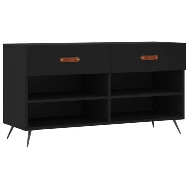 vidaXL Παπουτσοθήκη Μαύρη 102x35x55cm από Επεξεργασμένο Ξύλο