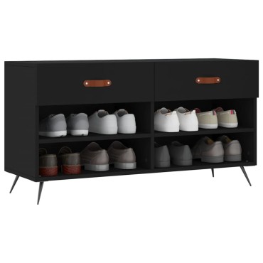vidaXL Παπουτσοθήκη Μαύρη 102x35x55cm από Επεξεργασμένο Ξύλο