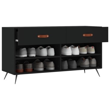 vidaXL Παπουτσοθήκη Μαύρη 102x35x55cm από Επεξεργασμένο Ξύλο