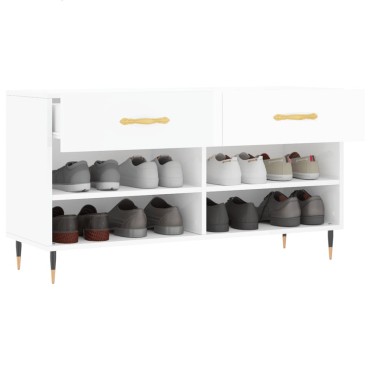 vidaXL Παπουτσοθήκη Γυαλιστερό Λευκό 102x35x55cm Επεξεργασμένο Ξύλο