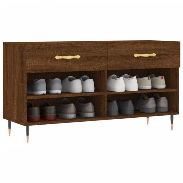 vidaXL Παπουτσοθήκη Καφέ Δρυς 102x35x55cm από Επεξεργασμένο Ξύλο