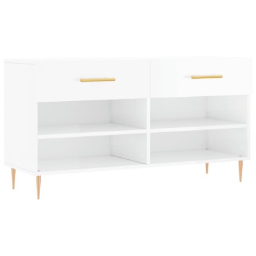 vidaXL Παπουτσοθήκη Γυαλιστερό Λευκό 102x35x55cm Επεξεργασμένο Ξύλο